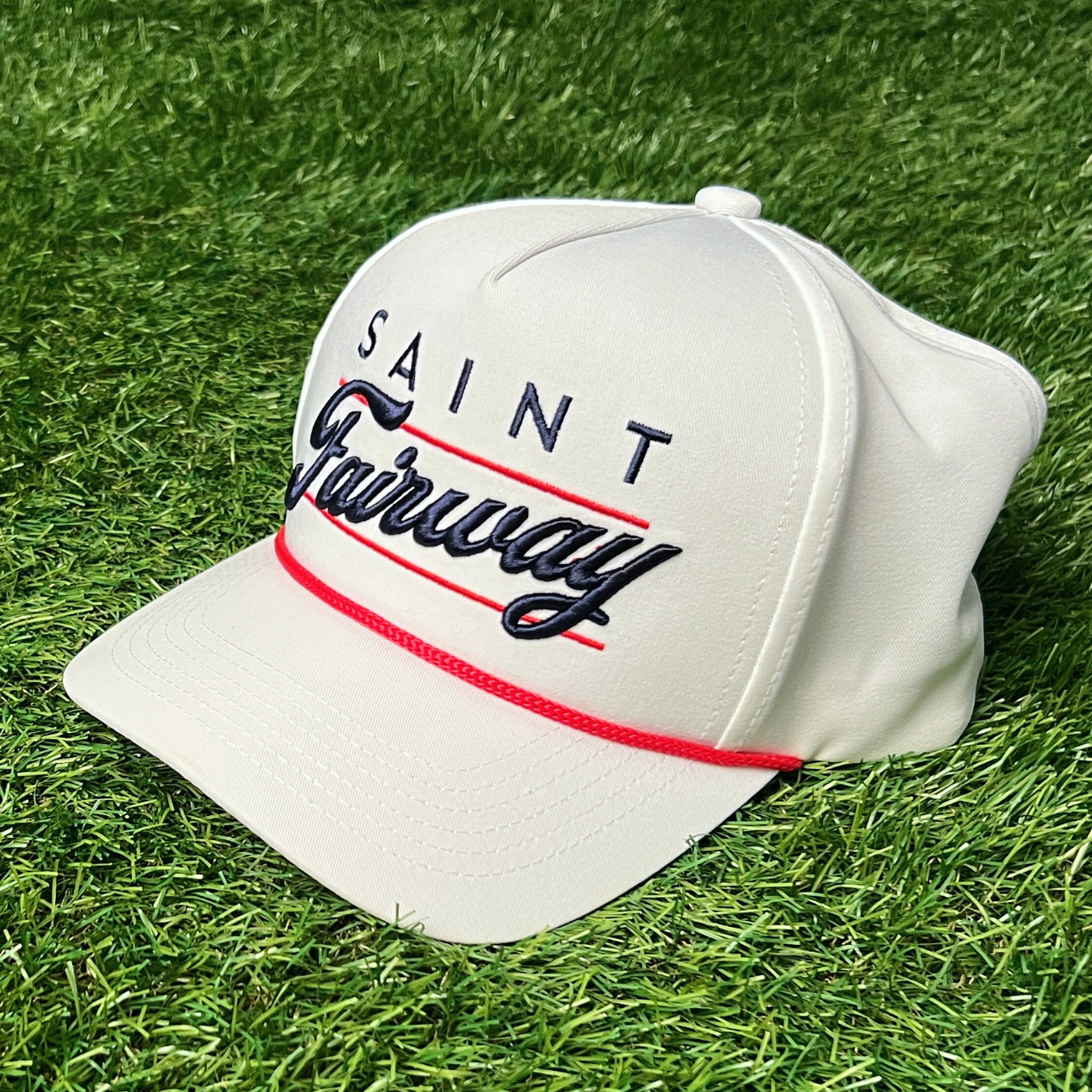 White "Saint Fairway" Golf Rope Snapback - 5 Panel