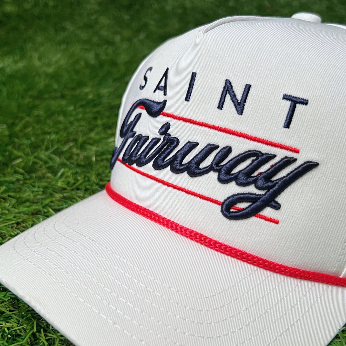 White "Saint Fairway" Golf Rope Snapback - 5 Panel
